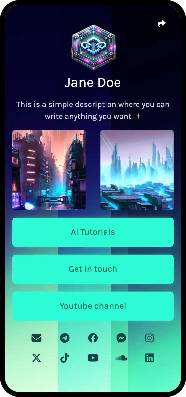 Screenshot von Biolink-Seitenbeispielen