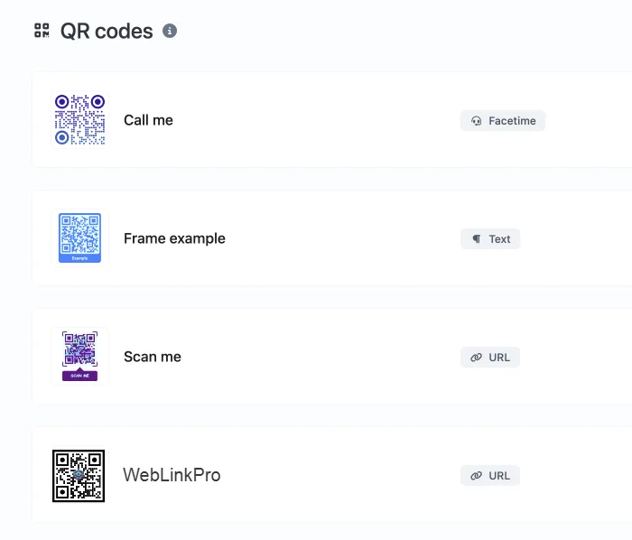 Screenshot der App-QR-Code-Systemseite