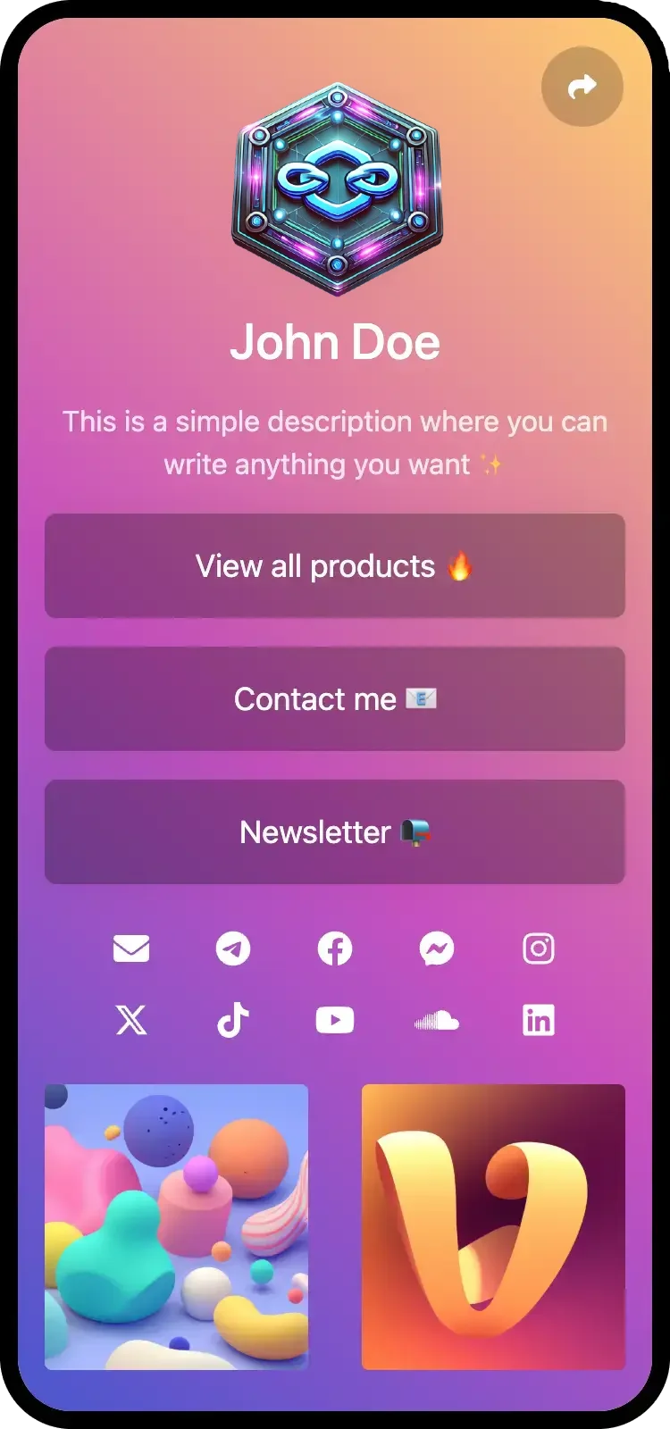 Screenshot von Biolink-Seitenbeispielen